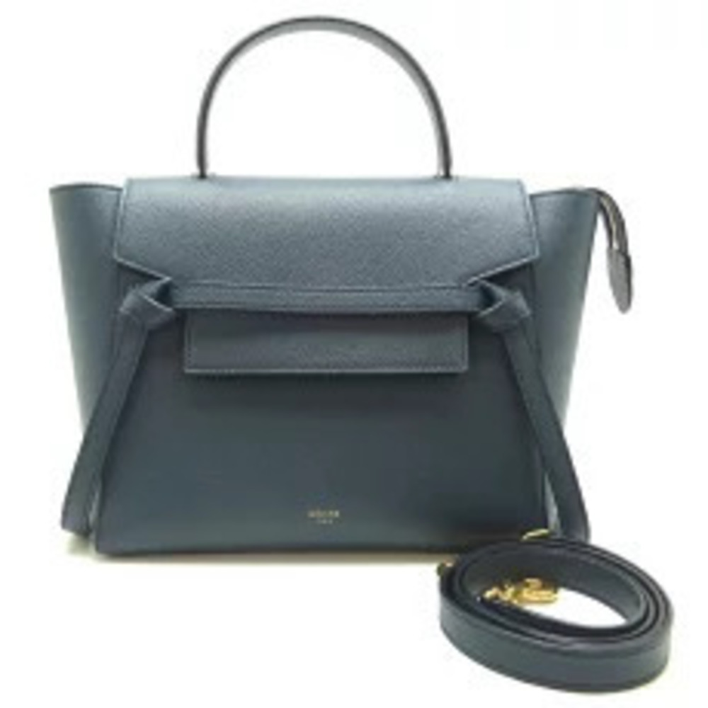 Celine Belt Body Waist Crossbody Bag Handbag Grain Calf Leather Abyss Blue Dark